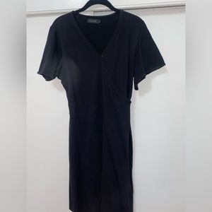 Black wrap midi dress